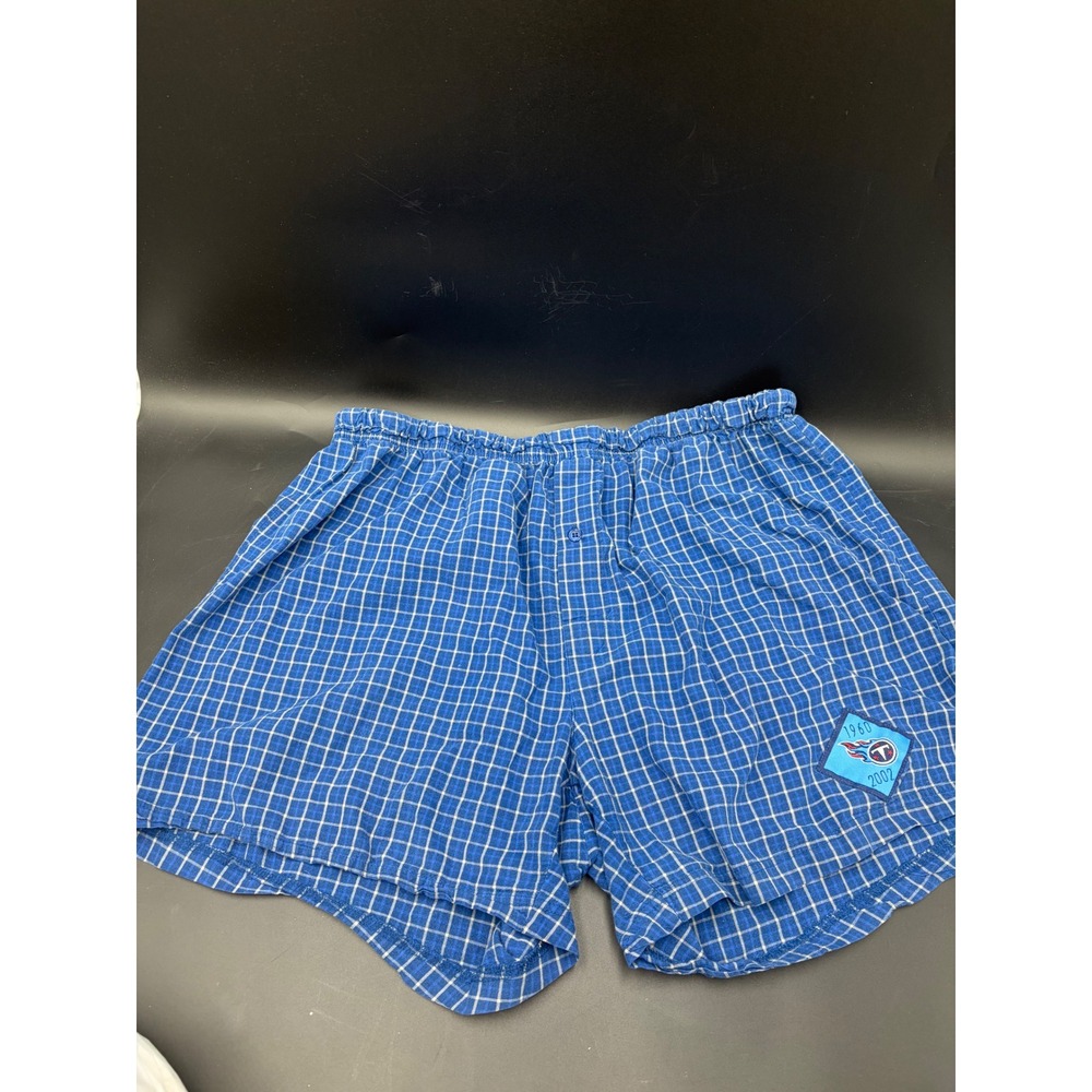 NFL Mens Tennessee Titans Blue Plaid Boxer Shorts 1960-2002 XL Vintage 00s